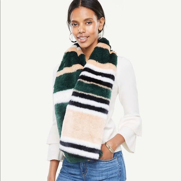 Ann Taylor striped faux fur stole, NWT